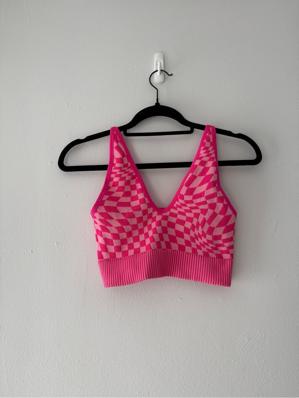 Garage Hot Pink Checker V-Neck Tank